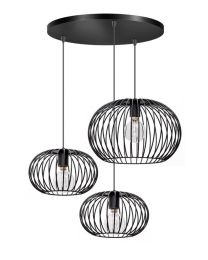 Pendant Lamp Wire Thinking, 3 Lights, Round / Black