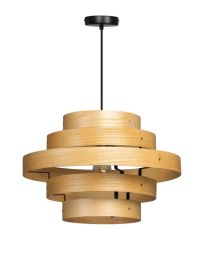 Pendant Lamp With 5 Rings, An Eye-catcher In Natural Oak