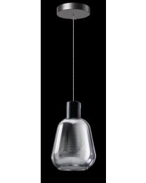 Pendant Lamp Round Black With 1x Smoke Glass