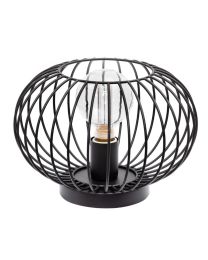 Lampe De Table Ronde En Fil Métallique, 1 Point Lumineux 30cm, Noir