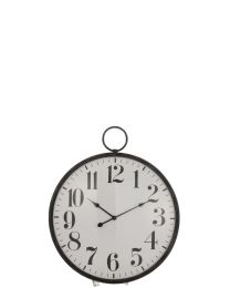 Horloge Rond Boule Verre Metal Noir