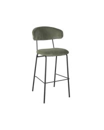 Tabouret De Bar Vert Mousse En Tissu Côtelé - Par 2