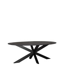 Dining Table Black Mango Wood, Metal Leg