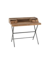 Desk 2 Storage Compartments Metal/wood Brown