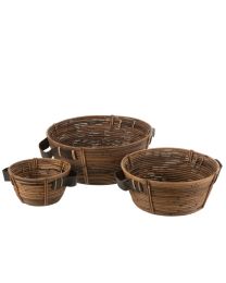 Set De 3 Plats + Anse Rotin Marron