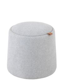 Pouf/table D'appoint Rond Textile/bois Gris Clair - Par 2