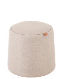 Pouf/table D'appoint Rond Textile/bois Beige - Par 2