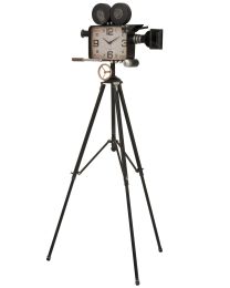 Horloge Camera Sur Pied Metal Noir