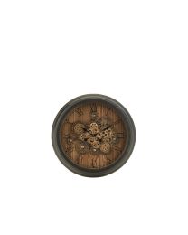 Clock Round Roman Numerals Gears Metal Black Small