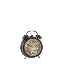 Clock Alarm Roman Numerals Gears Metal Black Medium