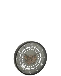 Horloge Ronde Secondes Engrenage Metal Noir/gris Small