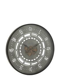 Horloge Ronde Secondes Engrenage Metal Noir/gris Large