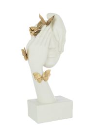 Face Butterflies Stand Poly White/gold