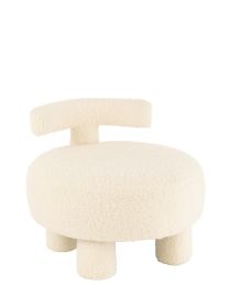 Stool Round With Chairback BouclÉ White