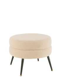 Stool Round Metal Legs BouclÉ Warm Beige - Per 2