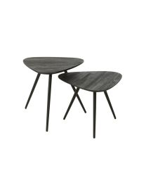 Set De 2 Tables Triangulaire Teck Recycle Noir