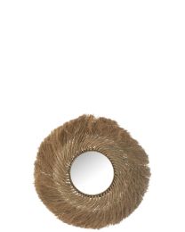 Mirror Round Braided Grass Natural Small