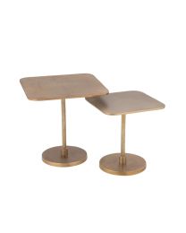 Set Of 2 Tables Aluminium Gold