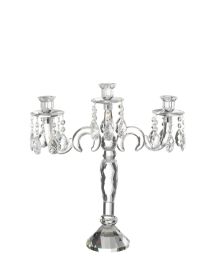 Candle Holder 3 Arms Crystal Transparent Small