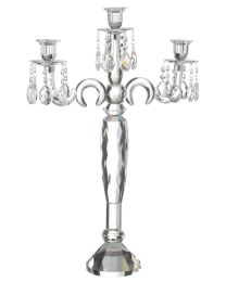 Candle Holder 3 Arms Crystal Transparent Large