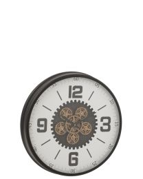 Clock Hollow Gears  Mdf Black/white Large