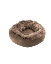 Cat Basket Round Polyester Taupe