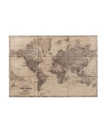 Carte Du Monde Metal Antique Gris