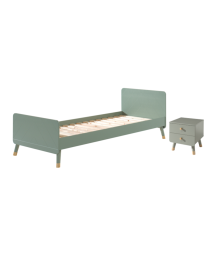 Billy Lot Avec Lit (90x200cm) En Vert Olive Et Du Chevet Vert Olive Assorti