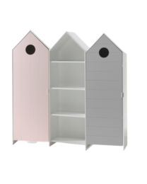 Casami Lot Avec 3 Armoires: 2 Armoires Avec Des Portes En Gris Et Rose Et 1 Armoire Sans Porte