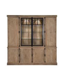 Vitrine Rustique élégante, Combinant Deux Portes Métalliques En Verre Et Deux Portes En Bois