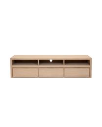 Oak Tv Cabinet With 3 Drawers And Open Shelves In Natural Oak.