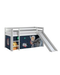 Pino Lot Avec Lit Compact Avec Toboggan Blanc Et Housse Space