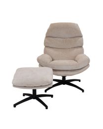 Fauteuil Relax Avec Pouf, Beige