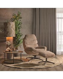 Fauteuil Relax Avec Pouf, Beige