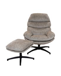 Fauteuil Relax Avec Pouf, Taupe