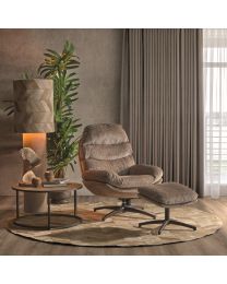 Fauteuil Relax Avec Pouf, Taupe