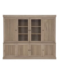 Oak Display Case With 2 Glass Doors