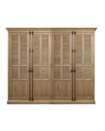 Country Closet In Oak, Weathered Finish. 4 Door Louvre Wardrobe.