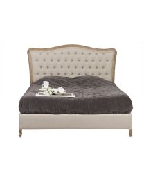 Bed 160 Linen Gray Oak Upholstered