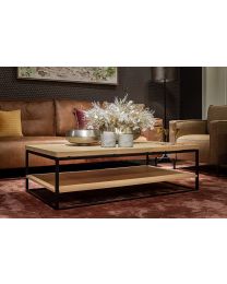 Coffee Table In Oak With Metal Black Base