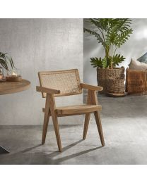 Dining Room Chair In Teak And Rattan - Per 2