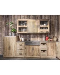 Modular Country Pool House Kitchen, Kitchen Cabinet With 2 Wooden Trays And 1 Door