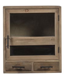 Modular Country Pool House Kitchen, Hanging Cabinet With Glass Door Right And 2 Drawer