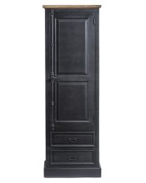 Hoge Kast 1 Deurs, 2 Lade In Old Black Teak