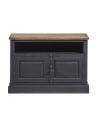 Tv Kast In Old Black, Teak. 2 Deuren