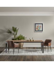 Dining Table 250cm In Recycled Teak, Metal Legs