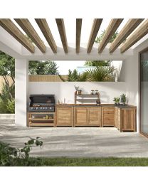 Outdoor Kitchen Cabinet, 3 Drawer In Teak