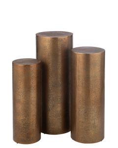 Set Of 3 Pillars Round Metal Gold