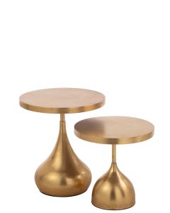 Set Of 2 Side Tables Drop Metal Gold