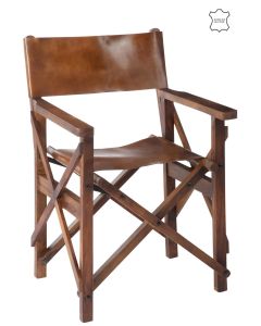 Regisseurstoel Plooibaar Hout/leder Cognac